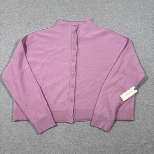 NWT Pilcro XXS Alani Lilac 100% Cashmere Mock-Neck Cardigan Button Sweater $198
